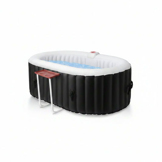 2-Person Inflatable Oval Hot Tub with 90 Bubble Jets, Black