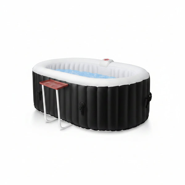 2-Person Inflatable Oval Hot Tub with 90 Bubble Jets, Black