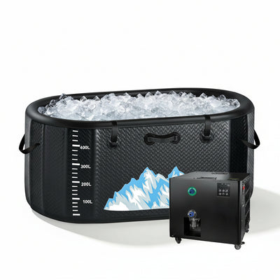 Cold Plunge Tub, 248 Gallon, 1 Horsepower, Heavy-Duty Ice Bath Tub for Athletes with Hot & Cold, Portable Inflatable Plunge Chiller with Water Treatment Kit, Immersion Therapy, Wifi (Black, 1 Set)