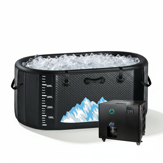 Cold Plunge Tub, 248 Gallon, 1 Horsepower, Heavy-Duty Ice Bath Tub for Athletes with Hot & Cold, Portable Inflatable Plunge Chiller with Water Treatment Kit, Immersion Therapy, Wifi (Black, 1 Set)