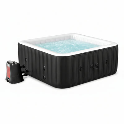 240 Gallon Inflatable Hot Tub 6 Person Square with Control Panel, Portable Outdoor Airjet Hot Tub Spa with 130 Bubble Jets, Filter, Insulated Tub Cover and Floor Protector, Temperature up to 104°F