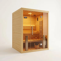 2-3 Person Traditional Steam Sauna, Flat Frame Home Sauna with 3000W, LED Lights, Speaker, Adjustable Temp, 10-Yr Warranty — Studio Shot