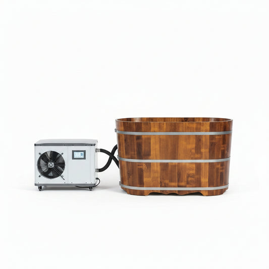WOODBRIDGE 54" Indoor Cold Plunge Tub W/ 1.3 HP White Chiller – Rapid Cooling & Heating, Ozone Sanitation, Filter Circulation System, Wifi-Enabled & Remote Control via APP, Insulated Tub Cover